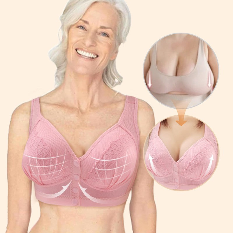 💥👙SISTA DAGEN REA - KÖP 1 FÅ 1 GRATIS!!💘CloudComfort Frontknäppt Bomullsbh – Andningsbar • Bygelös • Stöd Hela Dagen • Icke Vadderad & Hudvänlig🌿-3
