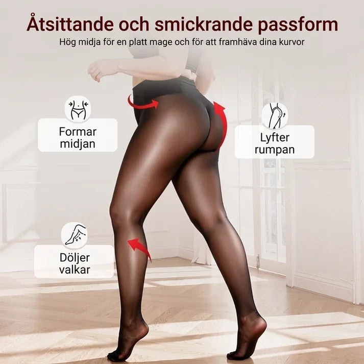 💖 Vardagskomfort | Skira och glänsande strumpbyxor med hög midja för dam – Köp 1 Få 1 Gratis-1