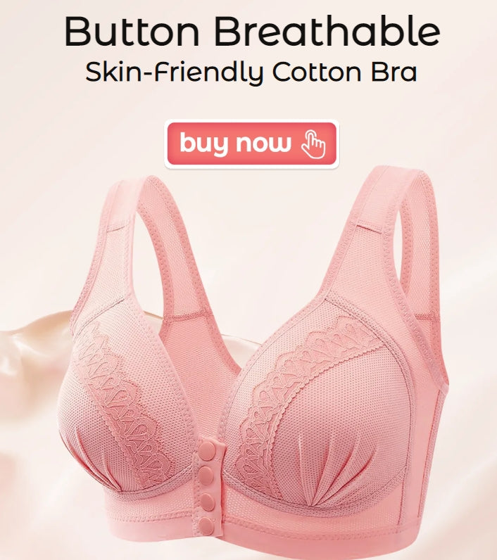 💥👙SISTA DAGEN REA - KÖP 1 FÅ 1 GRATIS!!💘CloudComfort Frontknäppt Bomullsbh – Andningsbar • Bygelös • Stöd Hela Dagen • Icke Vadderad & Hudvänlig🌿-8