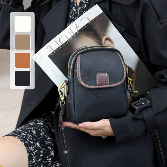 Dámská klasická PU crossbody kabelka s dvojitým zipem