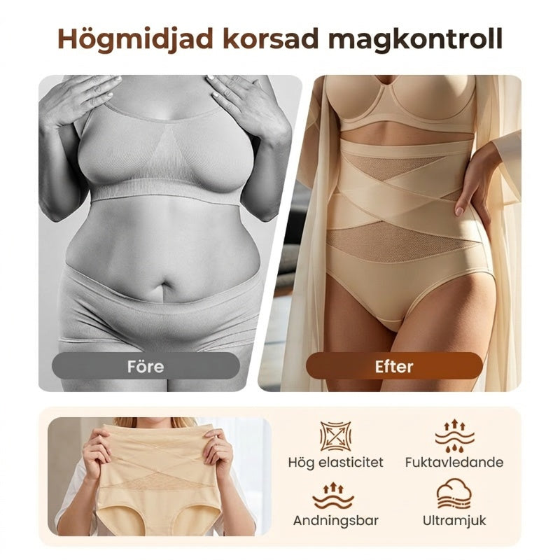 🌸 Sista dagen – Köp 2, få 1 förpackningar ✨ Plus-size högmidjade trosa med korsande magkontroll-2