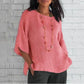 👚Bawełniany top lniany z siedmioma rękawami i okrągłym dekoltem
