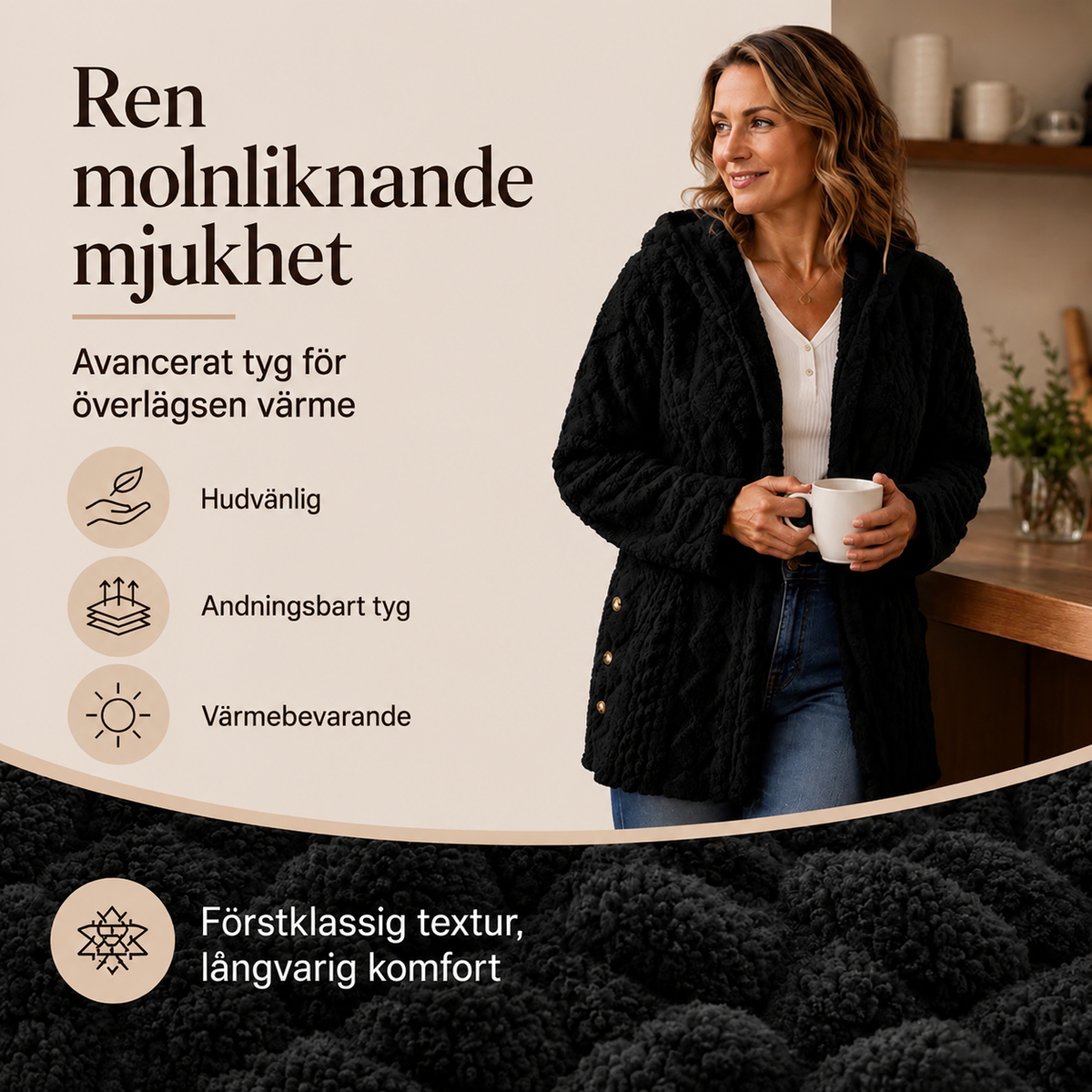 🧸50 % rabatt✨Varm damjacka med huva och rutmönster-3