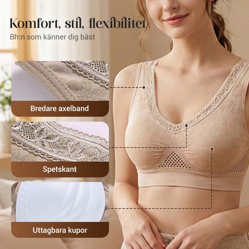 【🔥50 % rabatt! ✨Köp 1 få 1 gratis - 2 st】Bekväm lyftande behå i ren bomull utan knappar-3