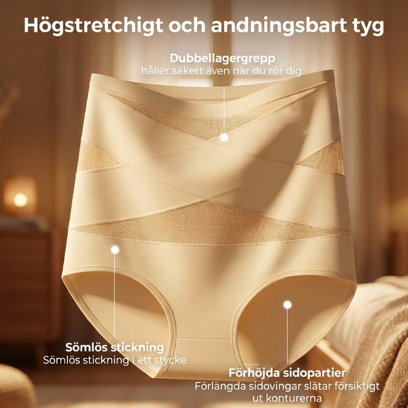 🌸 Högmidjade figurformande trosor med magkontroll (✨3-pack✨) – Plus size-3