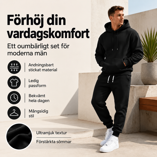 Set i två delar för män: ledig huvtröja och mjukisbyxor