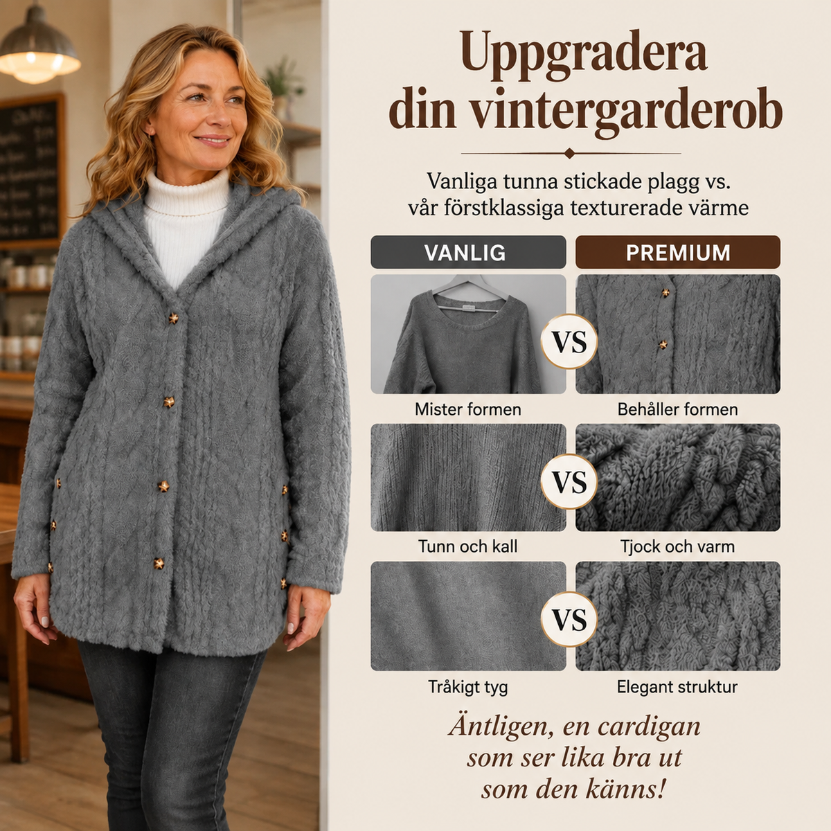 🧸50 % rabatt✨Varm damjacka med huva och rutmönster-2