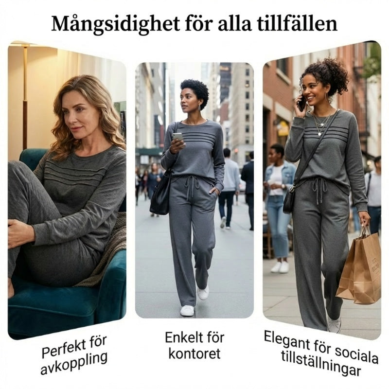 🔥50 % rabatt!🔥 Nya ankomster📦 Avslappnat set med topp och byxor med dragsko för dam-7