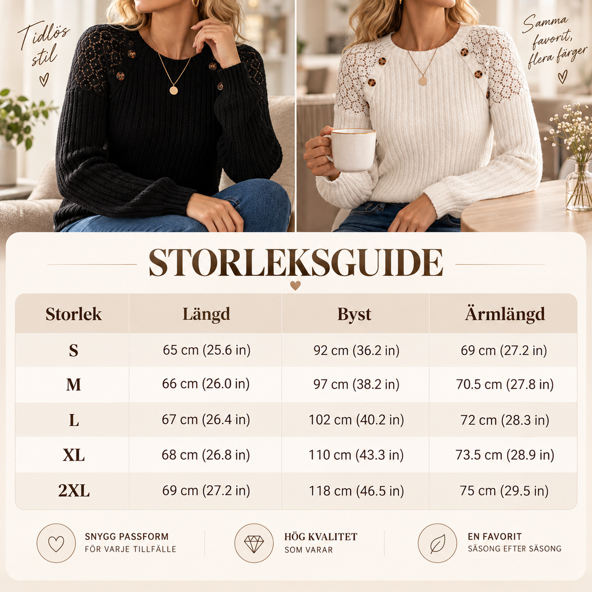 🔥50% OFF Nyhet✨ 🌸 Elegant Stickad Tröja Dam – Mjuk Komfort med Spetsdetaljer och Feminin Stil-6