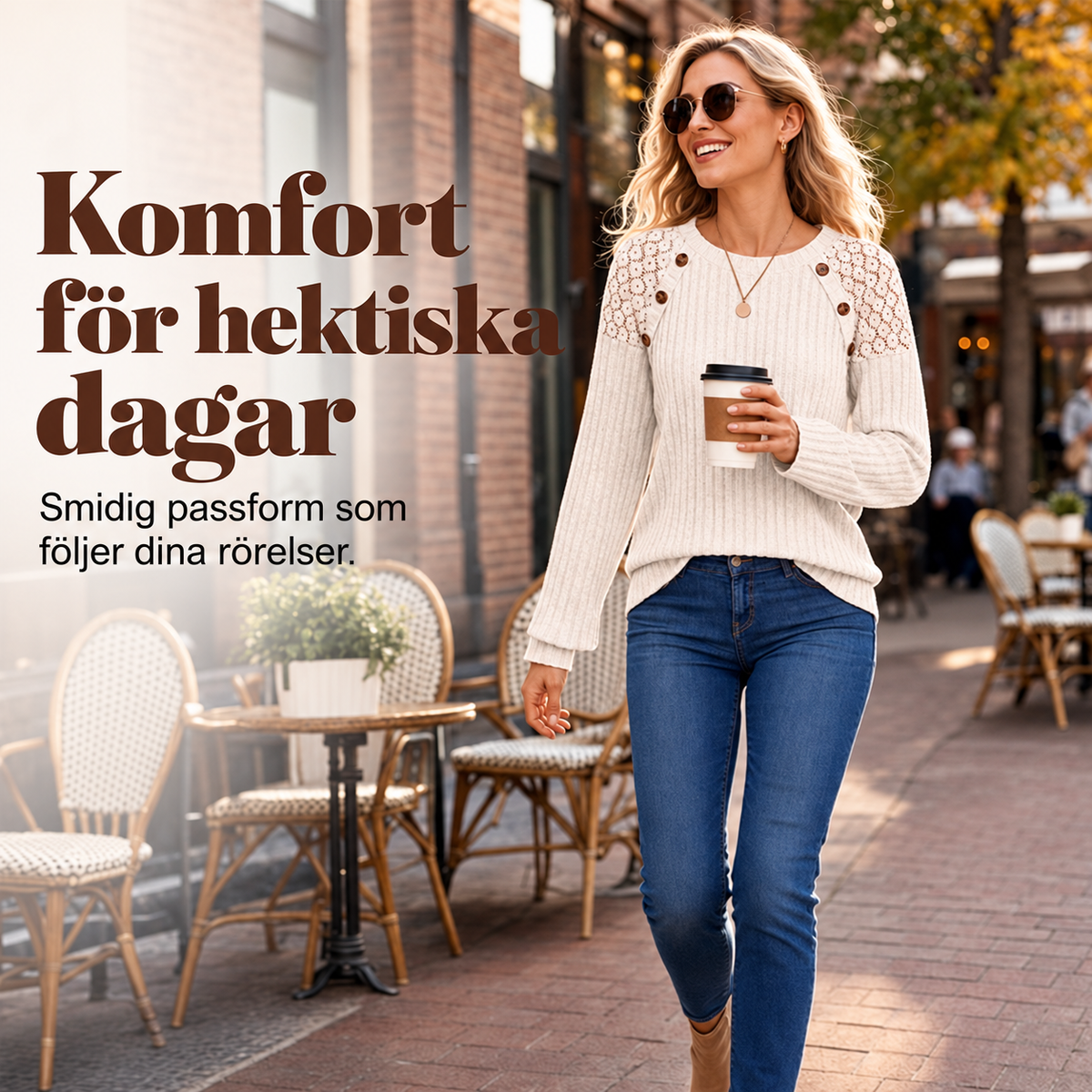 🔥50% OFF Nyhet✨ 🌸 Elegant Stickad Tröja Dam – Mjuk Komfort med Spetsdetaljer och Feminin Stil-2