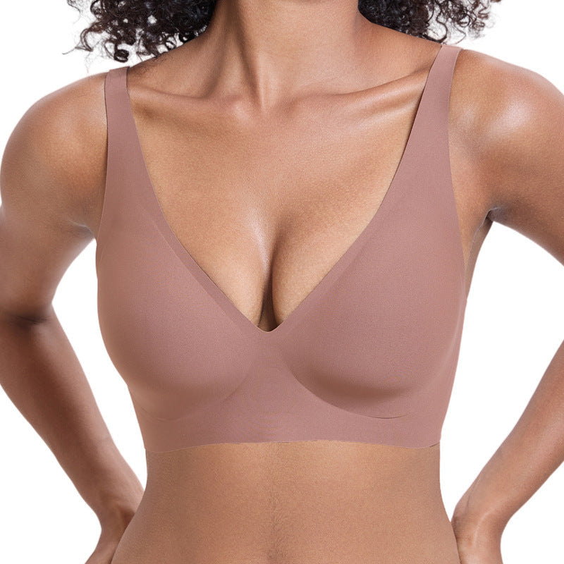 🔥50 % rabatt! 💕 Jelly Trådlös BH – 9 färger | S–3XL | Sömlös, Push-Up, Djup V-ringning | Vardagskomfort-7