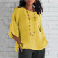 👚Bawełniany top lniany z siedmioma rękawami i okrągłym dekoltem