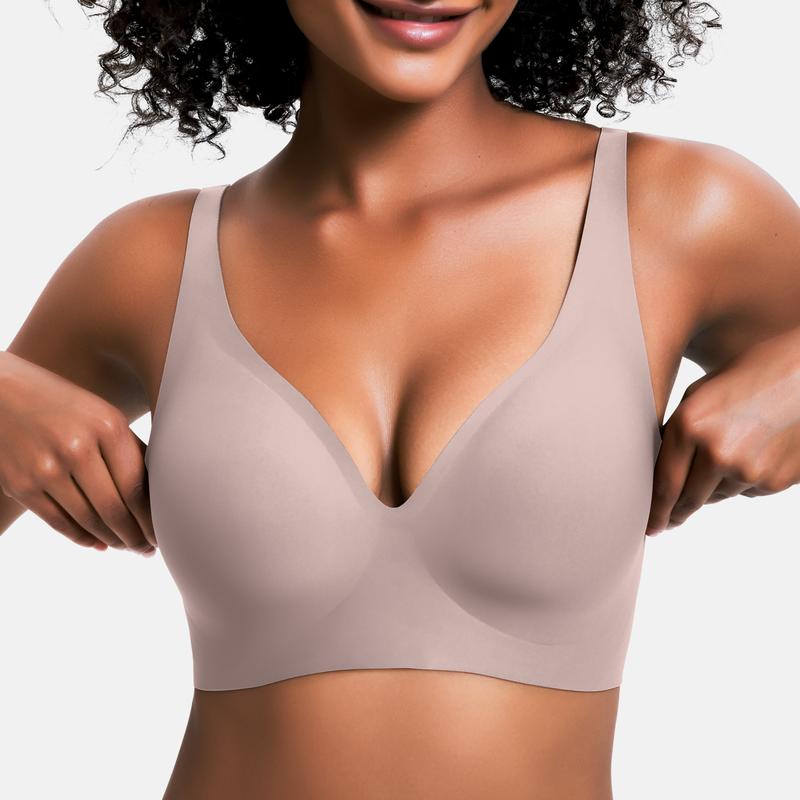 🔥50 % rabatt! 💕 Jelly Trådlös BH – 9 färger | S–3XL | Sömlös, Push-Up, Djup V-ringning | Vardagskomfort-1