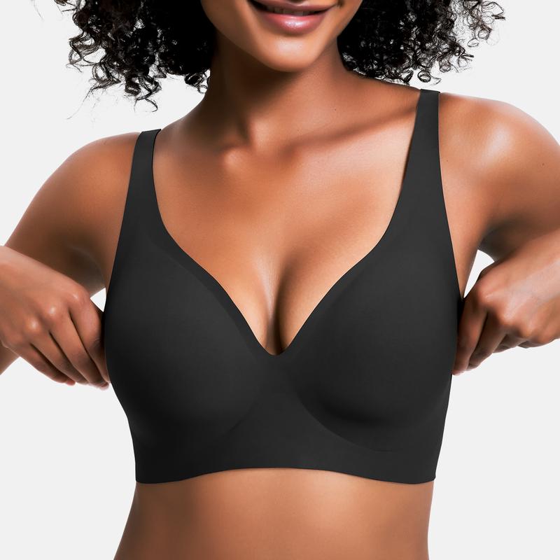 🔥50 % rabatt! 💕 Jelly Trådlös BH – 9 färger | S–3XL | Sömlös, Push-Up, Djup V-ringning | Vardagskomfort-5