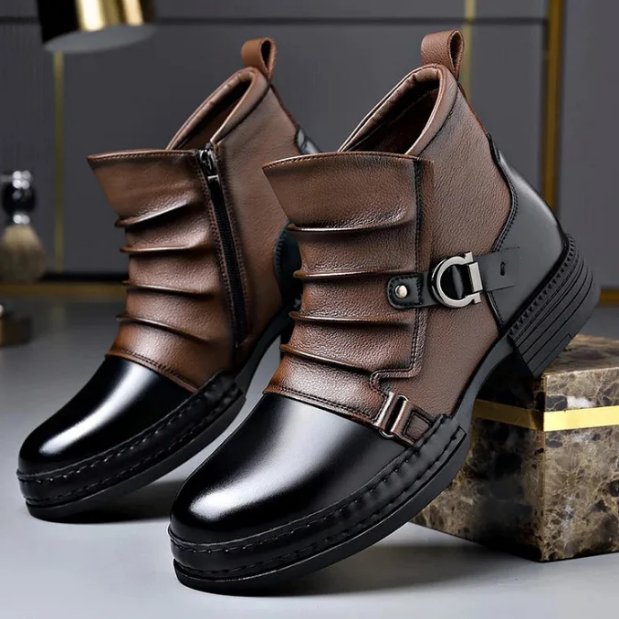 👞 Herrstövlar i äkta läder – Slitstarka, snygga och bekväma hela dagen för vardag och arbete 🔧-1