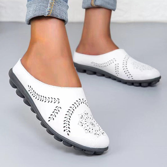 Luźne kapcie z kwiatowym wycięciem dla wszystkich typów stóp👡