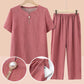 👚Top z krótkim rękawem i elastycznym paskiem Top Spodnie Casual Zestaw 2 szt.✨
