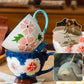 🌷Ręcznie malowany kubek ceramiczny z wytłoczonym podszkliwnym wzorem✨