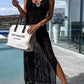 🦋Hot Sale-exquisite knitwear🎁Deserted Island Crochet Knit Cross Back Cover Up Maxi Dress