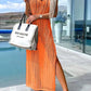 🦋Hot Sale-exquisite knitwear🎁Deserted Island Crochet Knit Cross Back Cover Up Maxi Dress