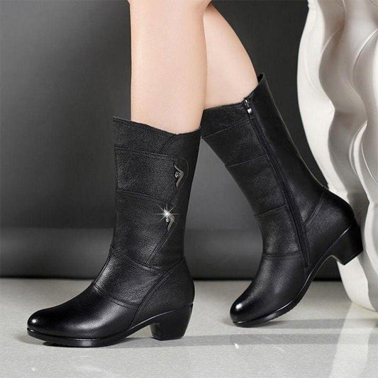 💖Moda Casual Czarne buty damskie z naturalnej skóry👢