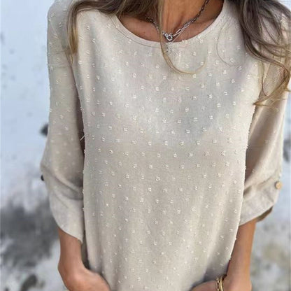 👚Damski żakardowy top z okrągłym dekoltem