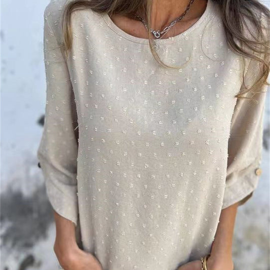 👚Damski żakardowy top z okrągłym dekoltem