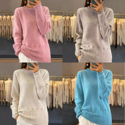 💖Damski sweter z dzianiny w jednolitym kolorze w stylu retro