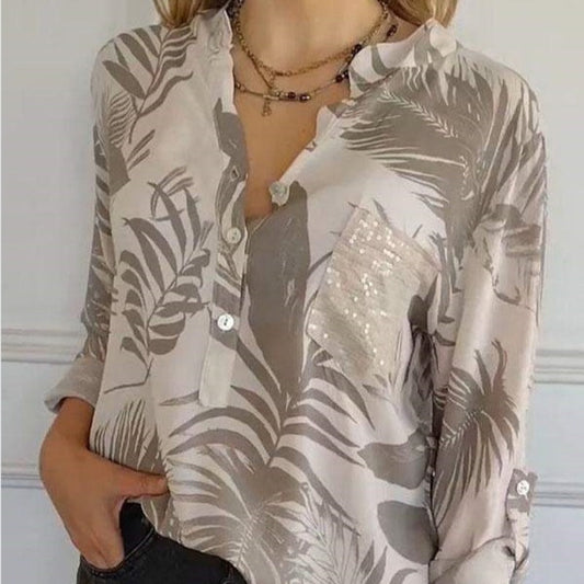 💖Modny damski top z nadrukiem z dekoltem w szpic