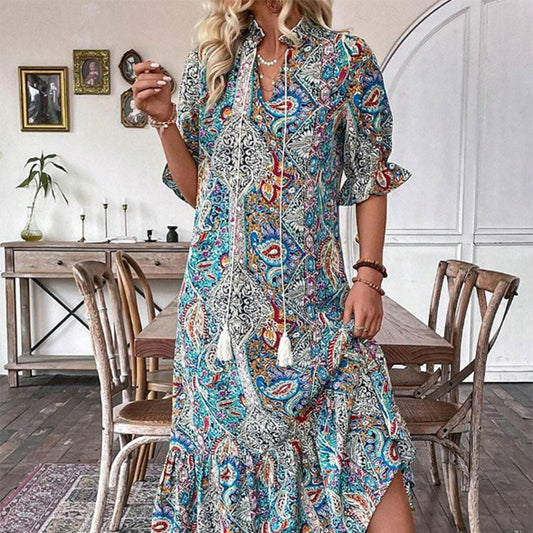 🌸Eleganckie sukienki boho z kwiatowym nadrukiem