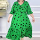 💖Elegancka sukienka w kropki plus size z dekoltem w szpic