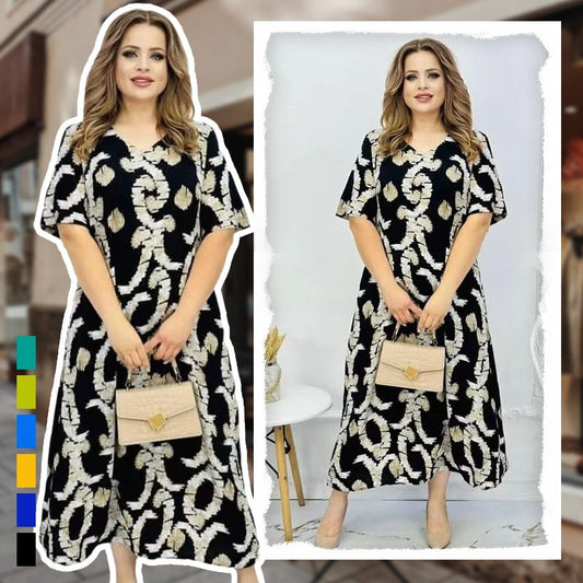 💕Damska elegancka sukienka z krótkim rękawem i dekoltem w szpic