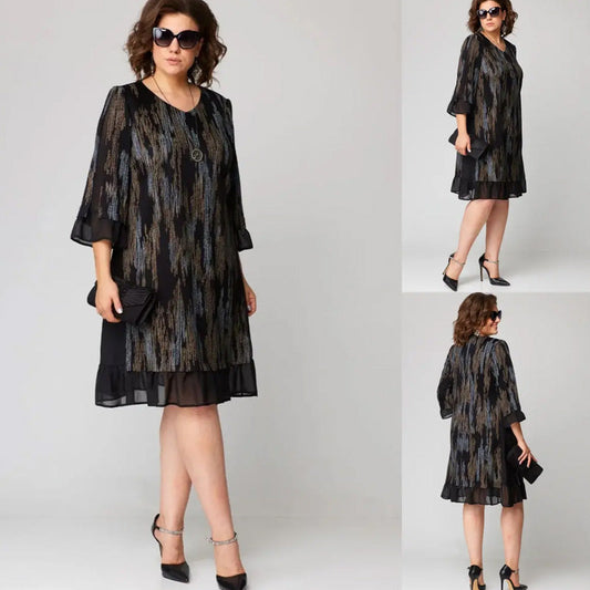 ✨Damskie luźne sukienki w pionowe paski Plus Size Plus Size