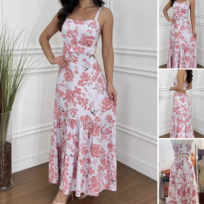 👗Damska sukienka z kwiatowym nadrukiem i plisowanym dołem🌸
