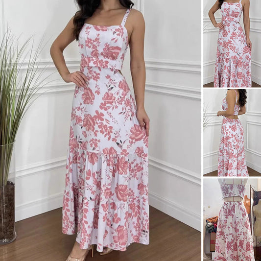 👗Damska sukienka z kwiatowym nadrukiem i plisowanym dołem🌸