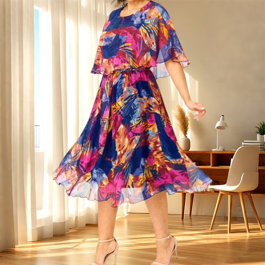 👗 Kobieca elegancka sukienka z kwiatowym nadrukiem 🌸 | Krój w kształcie litery A