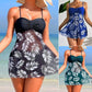 👙 Dámská dvoudílná plavková sada | Botanický potisk | S–2XL | Černá, Modrá, Zelená + 🎁 Náhrdelník zdarma
