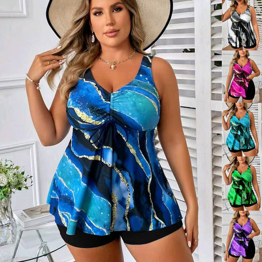 🏖️Damski dwuczęściowy strój kąpielowy z nadrukiem (top + szorty)👙