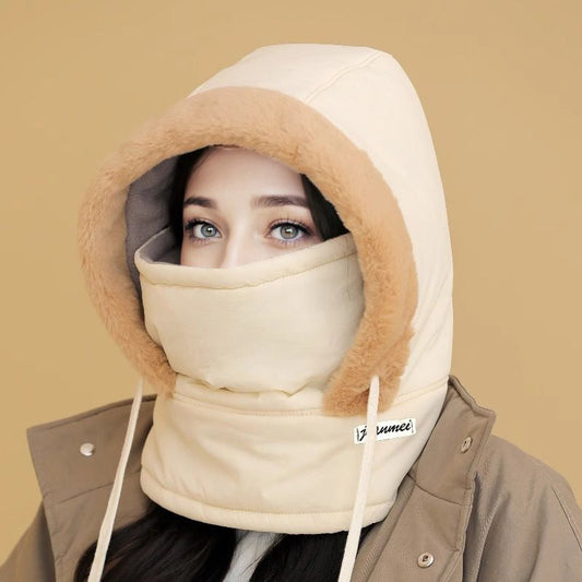 Czapka termiczna unisex z grubszym materiałem, polarową podszewką i dołączoną osłoną na twarz❄️