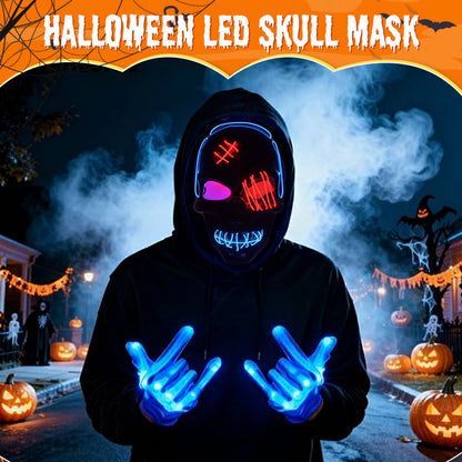 💀🔥 Maska czaszki LED na Halloween –👏Najpopularniejsza w 2025 roku!