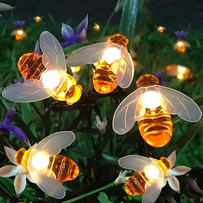 LED světelný řetěz ve tvaru včel s solárním napájením🐝