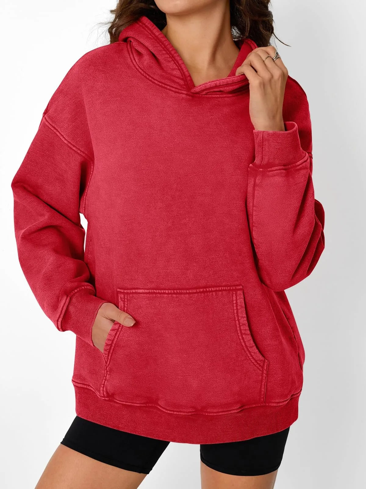 Trendig Oversized Damhoodie med Långärmar-2