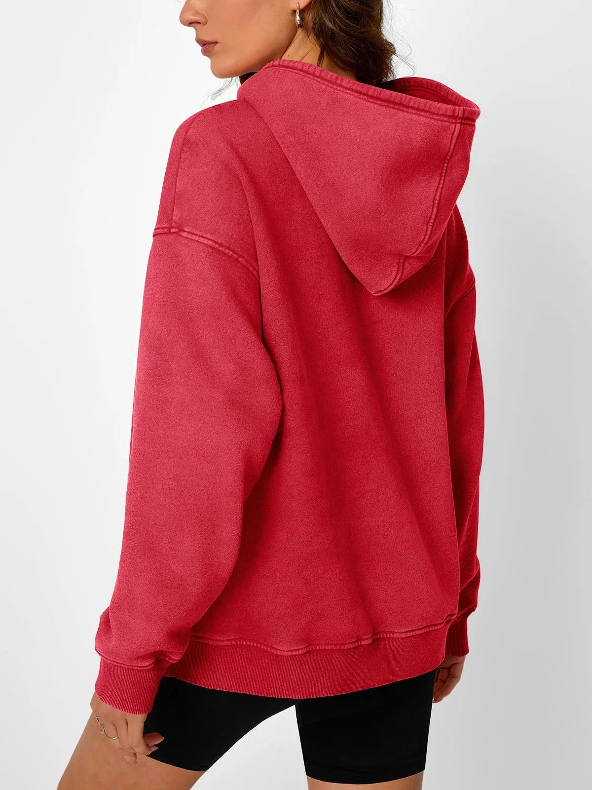 Trendig Oversized Damhoodie med Långärmar-4