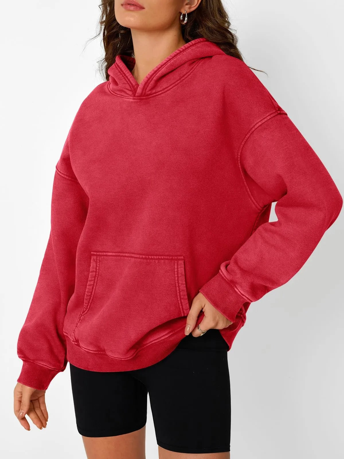 Trendig Oversized Damhoodie med Långärmar-3