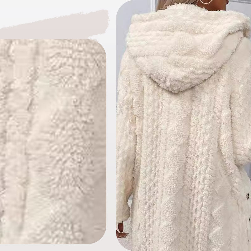 🧸50 % rabatt✨Varm damjacka med huva och rutmönster-15