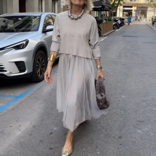 Dámské dlouhé rukávy a bez rukávů šaty 2-dílná sada