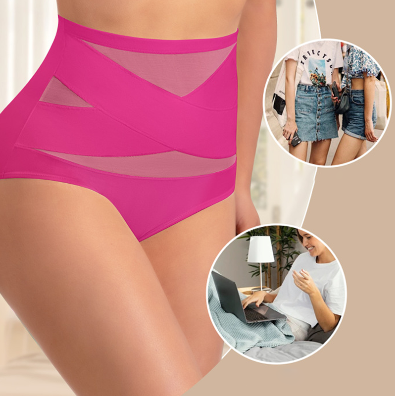 🌸 Sista dagen – Köp 2, få 1 förpackningar ✨ Plus-size högmidjade trosa med korsande magkontroll-8