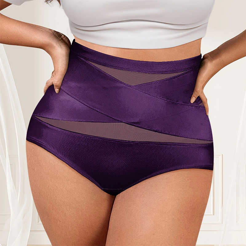 🌸 Sista dagen – Köp 2, få 1 förpackningar ✨ Plus-size högmidjade trosa med korsande magkontroll-12