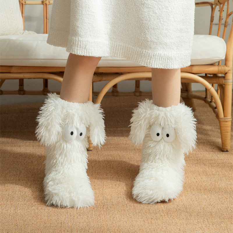 🧦💥Dam plysch‑toffelstrumpor – Tjock fleecefodrade halkfria golvstrumpor, perfekta för hemmabruk på vintern ✨-5