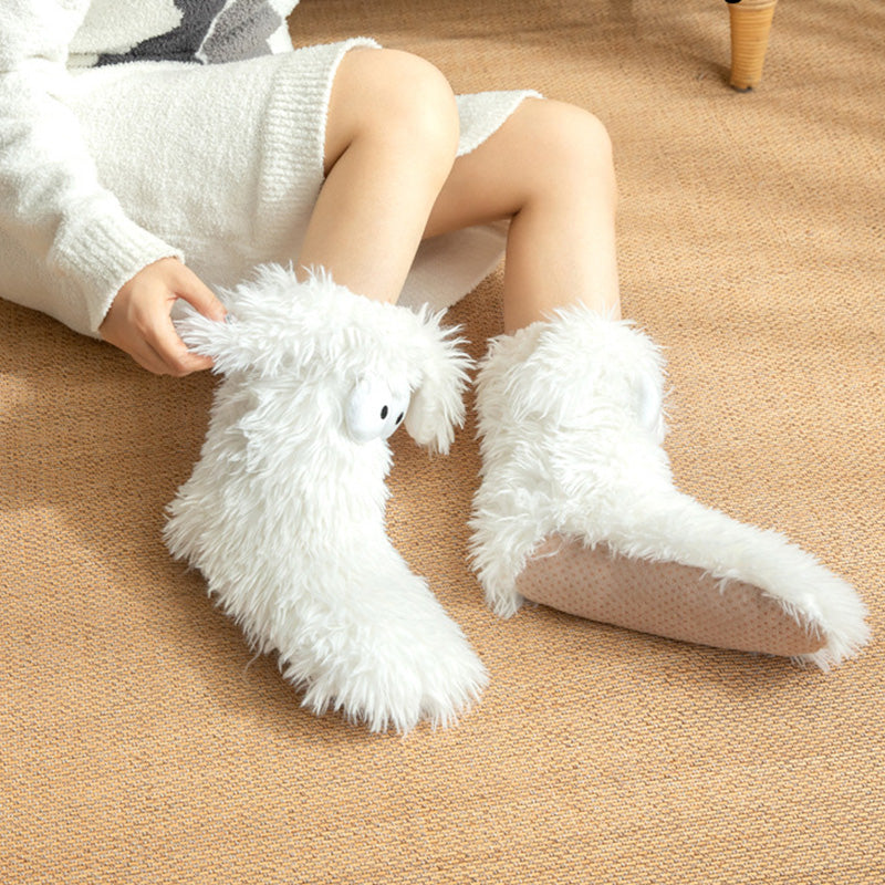 🧦💥Dam plysch‑toffelstrumpor – Tjock fleecefodrade halkfria golvstrumpor, perfekta för hemmabruk på vintern ✨-6